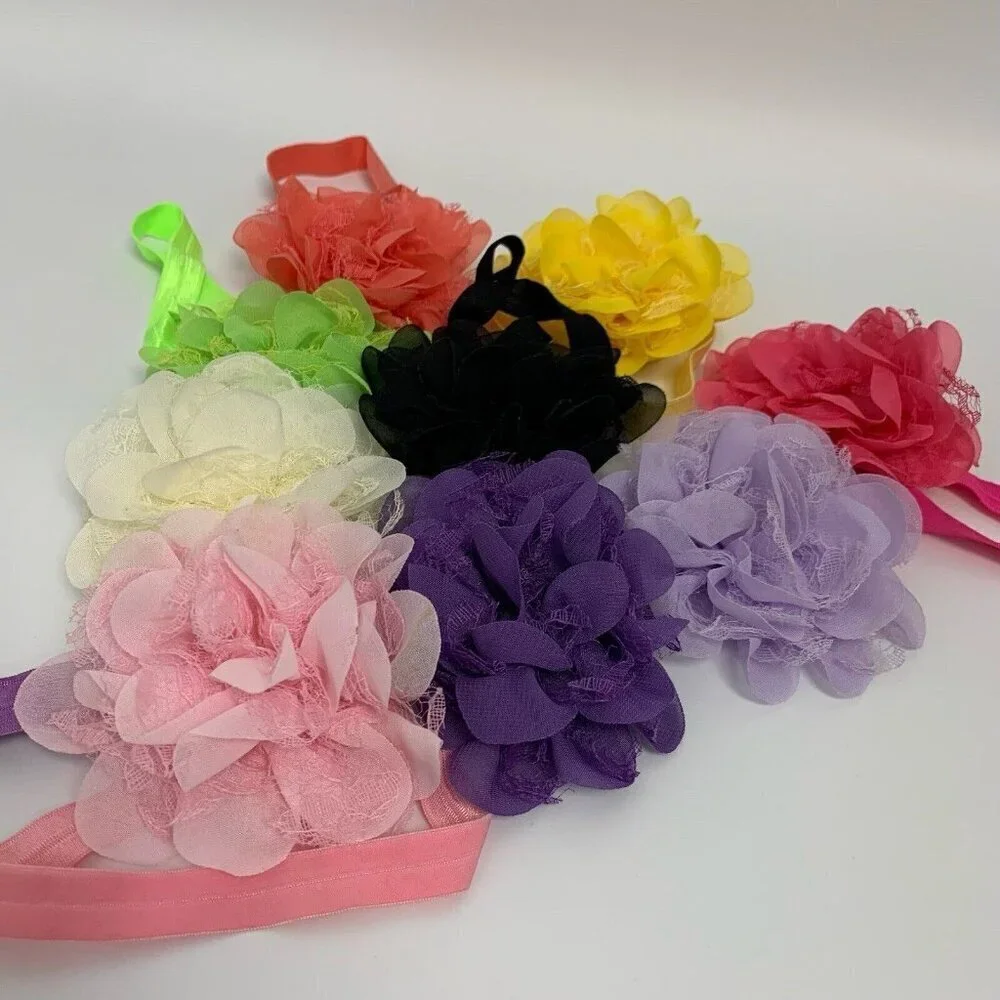 Flower Stretch Multicolor Hairbands For Children Hair Accessoies Pack of 9